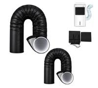 Funda Aislante para Tubo de Aire Acondicionado Portátil, Manguito Aislante de Papel de Aluminio de 4 Capas para Tubo de Salida de 5" y 5,9", Cordones Elásticos Ajustables (Black,2 PCS)