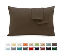 Funda Almohada 100% Algodón 40x70 cm 2 PCS, Juego de 2 Funda Almohada de Suave Puro Algodón, Sin Cremallera Cepillada con Cierre de sobre TórtolaMarrón Claro