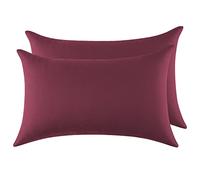 Funda Almohada 100% Algodón 40x70 cm 2 PCS, Juego de 2 Funda Almohada de Suave Puro Algodón, Sin Cremallera Cepillada con Cierre de sobre Borgoña