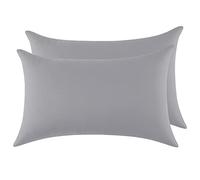Funda Almohada 100% Algodón 40x70 cm 2 PCS, Juego de 2 Funda Almohada de Suave Puro Algodón, Sin Cremallera Cepillada con Cierre de sobre Gris Claro