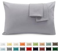 Funda Almohada 100% Algodón 45x150 cm 1 PCS, Juego de 1 Funda Almohada de Suave Puro Algodón, Sin Cremallera Cepillada con Cierre de sobre Gris Claro