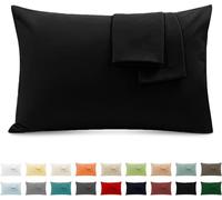 Funda Almohada 100% Algodón 45x150 cm 1 PCS, Juego de 1 Funda Almohada de Suave Puro Algodón, Sin Cremallera Cepillada con Cierre de sobre Negro