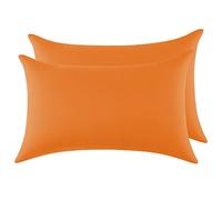 Funda Almohada 100% Algodón 50x70 cm 2 PCS, Juego de 2 Funda Almohada de Suave Puro Algodón, Sin Cremallera Cepillada con Cierre de sobre Naranja