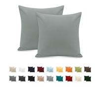 Funda Almohada 100% Algodón 65x65 cm 2 PCS, Juego de 2 Funda Almohada de Suave Puro Algodón, Sin Cremallera Cepillada con Cierre de sobre TórtolaAgua Verde