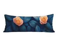 Funda Almohada 120 x 40 cm, Azul Marino Funda de Almohada Larga para Dormir de Lado Cómoda, Flor Cushion Covers con Cremallera Invisible, Suave Terciopelo Pillow Case para Decoración Cama Sofá O0-1001