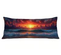 Funda Almohada 180 cm Atardecer Funda Cojin 60x180 cm, Fundas Cojines Paisaje Cojines Cama Lino Suave Mejorar la Calidad del Sueño, con Cremallera Invisible, Navidad Decoración del Hogar R-7216