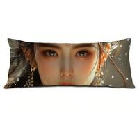 Funda Almohada 180 cm Dibujos animados Funda Cojin 60x180 cm, Fundas Cojines Chica Cojines Cama Lino Suave Mejorar la Calidad del Sueño, con Cremallera Invisible, Mujer Regalos Navideño R-5126