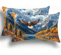 Funda Almohada 25x50 Fundas de Cojines Lino Almohadas Águila Decoraciones Patrón Doble Cara Juego Fundas de Cojín Decorativo 2 Rectangular Decoración del Hogar para Sofá Montañas Nevadas W0VJ765
