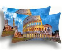 Funda Almohada 25x50 Fundas de Cojines Lino Almohadas Coliseo De Roma Decoraciones Patrón Doble Cara Juego Fundas de Cojín Decorativo 2 Rectangular Decoración del Hogar para Sofá Paisaje W0VJ681