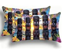 Funda Almohada 25x50 Fundas de Cojines Lino Almohadas Tropical Decoraciones Patrón Doble Cara Juego Fundas de Cojín Decorativo 2 Rectangular Decoración del Hogar para Sofá Playa W0VJ-884