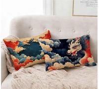 Funda Almohada 30x50 cm Juego de 2 Rojo Funda Cojin Nube Patrón Cojin Rectangular con Cremallera Invisible Doble Cara Estampad Diseño para Decoracion Hogar Otoño Salon Sofa Cama, Regalo -lsy250125D