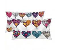 Funda Almohada 30x50 cm Pack 2, Funda Almohada Seda Beige, Rectangular Silk Pillowcase Decorativos, Suave y Fresca para Dormir, Fundas Cojin Amar Patrón Impresión a Doble Cara, Regalo Mujer -8300