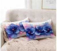 Funda Almohada 30x50 Juego de 2 Azul Marino Funda Cojin Magnolia Patrón Cojin Rectangular con Cremallera Invisible Doble Cara Estampad Diseño para Decoracion Hogar Otoño Salon Sofa Cama -lsy25012JA