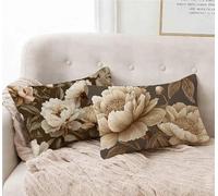 Funda Almohada 30X50 Juego de 2 MarróN Funda Cojin Flor Patrón Cojin Rectangular con Cremallera Invisible Doble Cara Estampad Diseño para Decoracion Hogar Otoño Salon Sofa Cama, Regalo -lsy25012YA