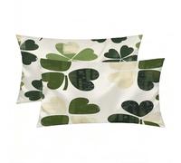 Funda Almohada 30x50 Pack 2, Funda Almohada Seda Beige, Rectangular Silk Pillowcase Decorativos, Suave y Fresca para Dormir, Fundas Cojin Trébol De Cuatro Hojas Impresión a Doble Cara, Regalo -3188