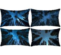 Funda Almohada 30x50cm, Cielo estrellado del bosque Funda Cojin Rectangular Pack 4, Fundas Almohadas Patrón Doble Cara, Terciopelo Cojines Sofa con Cremallera Invisible para Decor Home Cama s-745
