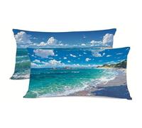 Funda Almohada 30x50cm OcéAno Funda Cojin Ola Fundas Almohadas Pack 2 Suave Protector Almohada Cervicales y Cuello, Pack 2 Fundas Cojines para Cama Almohadas, para Decoracion al Aire Libre bz-241