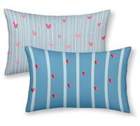 Funda Almohada 30x60 cm, Azul Funda Cojin Rectangular Pack 2, Fundas Almohadas LíNea Patrón Doble Cara, Lino Cojines Sofa con Cremallera Invisible para Decoración Home Otoño Cama, Regalo -ly250890