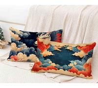 Funda Almohada 30x60 cm, Rojo Funda Cojin Rectangular Pack 2, Fundas Almohadas Nube Patrón Doble Cara, Lino Cojines Sofa con Cremallera Invisible para Decoración Otoño Home Cama, Regalo -lsy25012B1