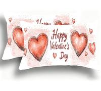 Funda Almohada 30x60 Fundas de Cojines Lino Almohadas Amor Decoraciones Patrón Doble Cara Juego Fundas de Cojín Decorativo 2 Rectangular Decoración del Hogar para Sofá Rosa W0VJ-348