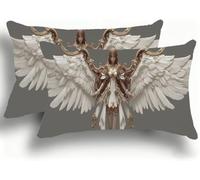 Funda Almohada 30x60 Fundas de Cojines Terciopelo Almohadas Ángel Decoraciones Patrón Doble Cara Juego Fundas de Cojín Decorativo 2 Rectangular Decoración del Hogar para Sofá Blanco W0VJ-686