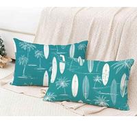 Funda Almohada 30x60, Playa Funda Cojin Rectangular Pack 2, Fundas Almohadas Azul Patrón Doble Cara, Lino Cojines Sofa con Cremallera Invisible para Decoración Otoño Home Cama, Regalo -lsy25012Q7