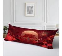 Funda Almohada 30x90 Terciopelo Rojo Protector Almohada Embarazada, Cod884 | Cojines Paisaje Diseño Impresión Doble Cara con Cremallera Invisible, Cojin Impermeable para Almohada Cama, Sofa y Jardin