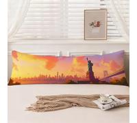 Funda Almohada 30x90cm Funda de Almohada 90, Cojines Paisaje, Estatua de la Libertad Cojines Cama Terciopelo Doble Cara Impresión, Súper Cómodo Cojin Embarazada para Sofá Hogar Decor, Model1354