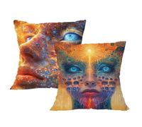 Funda Almohada 35x35 Cojines Fantasía Funda Cojin Paisaje 35x35cm con Cremallera Invisible,Terciopelo Lavable Transpirable Cojines Sofa para Cama Jardín Silla Casa Decoracion Navidad Regalos,2p696F