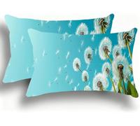 Funda Almohada 35x70 Fundas de Cojines Lino Almohadas Cielo Decoraciones Patrón Doble Cara Juego Fundas de Cojín Decorativo 2 Rectangular Decoración del Hogar para Sofá Diente De León W0VJ-684