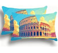 Funda Almohada 35x70 Fundas de Cojines Lino Almohadas Coliseo De Roma Decoraciones Patrón Doble Cara Juego Fundas de Cojín Decorativo 2 Rectangular Decoración del Hogar para Sofá Paisaje W0VJ676