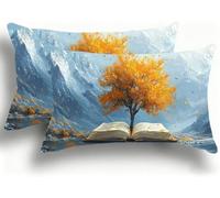 Funda Almohada 35x70 Fundas de Cojines Lino Almohadas Otoño Decoraciones Patrón Doble Cara Juego Fundas de Cojín Decorativo 2 Rectangular Decoración del Hogar para Sofá Árbol W0VJ-866