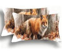 Funda Almohada 35x70 Fundas de Cojines Terciopelo Almohadas Otoño Decoraciones Patrón Doble Cara Juego Fundas de Cojín Decorativo 2 Rectangular Decoración del Hogar para Sofá Zorro W0VJ-758