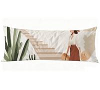 Funda Almohada 40 x 120 cm, Mujer Fundas Cojines Simple Fundas de Almohada Doble Cara Impresión, para Dormir de Lado Suave Lino Cojines Cama para Sofá Cama Sala Decoración Grandes Pillows J0-757