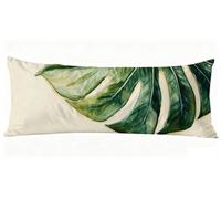 Funda Almohada 40 x 140 cm, Hojas Fundas Cojines Monstera Fundas de Almohada Doble Cara Impresión, para Dormir de Lado Suave Lino Cojines Cama para Sofá Cama Sala Decoración Grandes Pillows J0-779