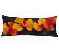 Funda Almohada 40 x 145 cm, Hojas Fundas Cojines Gingko Fundas de Almohada Doble Cara Impresión, para Dormir de Lado Suave Lino Cojines Cama para Sofá Cama Sala Decoración Grandes Pillows J0-733