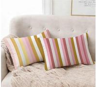 Funda Almohada 40 x 60 cm Juego de 2 LíNea Funda Cojin Rosa Patrón Cojin Rectangular con Cremallera Invisible Doble Cara Estampad Diseño para Decoracion Hogar Otoño Salon Sofa Cama, Regalo -lsy25012UO