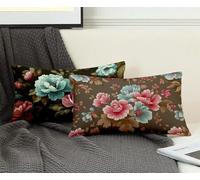 Funda Almohada 40 x 60 cm Juego de 2 Rosa Funda Cojin Flor Patrón Cojin Rectangular con Cremallera Invisible Doble Cara Estampad Diseño para Decoracion Hogar Otoño Salon Sofa Cama, Regalo -ly250853