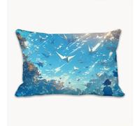 Funda Almohada 40 x 60 Funda Cojines Bosque Lino Cojines Decoracion Impresión a Doble Cara, Protector Almohada con Cremallera Invisible, Cushion Covers para Sofá, Dormitorio, Hogar (Azul) 2Y-487