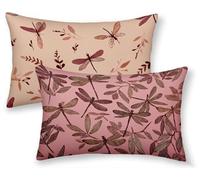 Funda Almohada 40 x 70 cm, Lila Funda Cojin Rectangular Pack 2, Fundas Almohadas LibéLula Patrón Doble Cara, Lino Cojines Sofa con Cremallera Invisible para Decoración Home, Regalo -ly25083W8PE