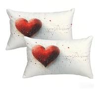 Funda Almohada 40 x 70 cm Pack 2, Día de San Valentín Funda Cojin Rectangular con Cremallera Invisible, Impermeable Terciopelo Pillow Case Amar para Sofa Habitacion Jardín, Regalos Mujeres T0-39