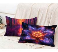 Funda Almohada 40 x 70 cm, PúRpura Funda Cojin Rectangular Pack 2, Fundas Almohadas Bosque Patrón Doble Cara, Lino Cojines Sofa con Cremallera Invisible para Decoración Otoño Home Cama -lsy25012TX