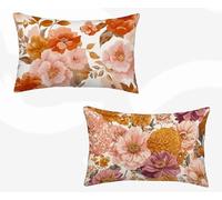 Funda Almohada 40 x 70 cm, Rosa Funda Cojin Rectangular Pack 2, Fundas Almohadas Macizo Patrón Doble Cara, Lino Cojines Sofa con Cremallera Invisible para Decoración Otoño Home Cama, Regalo -zjn2602UO