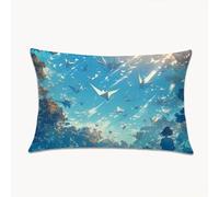 Funda Almohada 40 x 70 Funda Cojines Bosque Terciopelo Cojines Decoracion Impresión a Doble Cara, Protector Almohada con Cremallera Invisible, Cushion Covers para Sofá, Dormitorio, Hogar (Azul)2Y-487