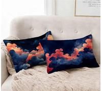 Funda Almohada 40 x 75 cm Juego de 2 Nube Funda Cojin Azul Patrón Cojin Rectangular con Cremallera Invisible Doble Cara Estampad Diseño para Decoracion Hogar Otoño Salon Sofa Cama, Regalo -lsy250126O