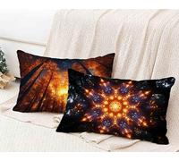 Funda Almohada 40 x 80 cm, Amarillo Funda Cojin Rectangular Pack 2, Fundas Almohadas Bosque Patrón Doble Cara, Lino Cojines Sofa con Cremallera Invisible para Decoración Otoño Home Cama -lsy25012GV