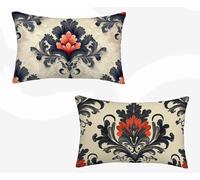 Funda Almohada 40 x 80 cm, Negro Funda Cojin Rectangular Pack 2, Fundas Almohadas PatróN Retro Patrón Doble Cara, Lino Cojines Sofa con Cremallera Invisible para Decoración Otoño Home -zjn2602HE