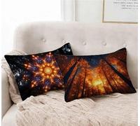 Funda Almohada 40 x 90 cm Juego de 2 Amarillo Funda Cojin Bosque Patrón Cojin Rectangular con Cremallera Invisible Doble Cara Estampad Diseño para Decoracion Hogar Otoño Salon Sofa Cama -lsy25012K0