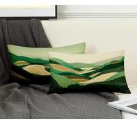 Funda Almohada 40 x 90 cm Juego de 2 Verde Oscuro Funda Cojin MontañA Patrón Cojin Rectangular con Cremallera Invisible Doble Cara Estampad Diseño para Decoracion Hogar Otoño Salon, Regalo -ly2508YA