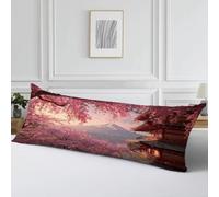 Funda Almohada 40x120 Terciopelo Flores de Cerezo Protector Almohada,Cod634 | Cojines Monte Fuji Diseño Impresión Doble Cara con Cremallera Invisible, Cojin Impermeable para Almohada Cama, Sofa y Jardin